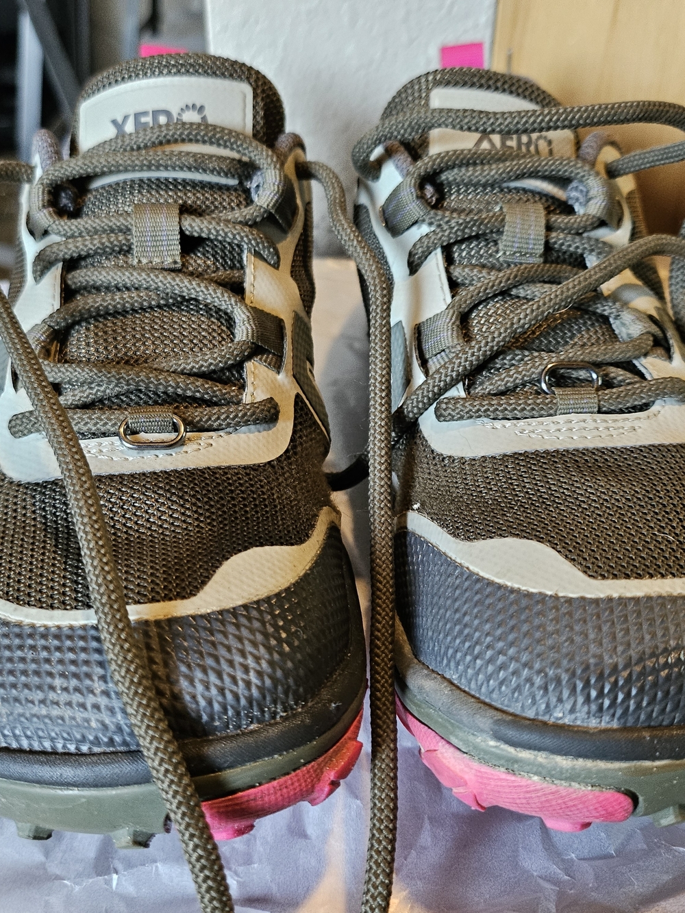Women's Xero Shoes Trail Sneaker in Olive Green and Pink - Scrambler Low EV